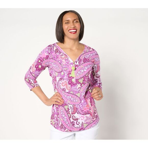 Belle by Kim Gravel Women's Top Sz M Primabelle Knit Ciao Bella! Pink A672153 - Picture 1 of 4